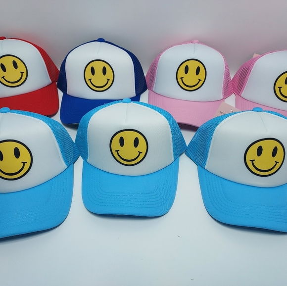 Smiley Face Emoji Baseball Hats Snapback Meshback Trucker Hats - Picture 2 of 13